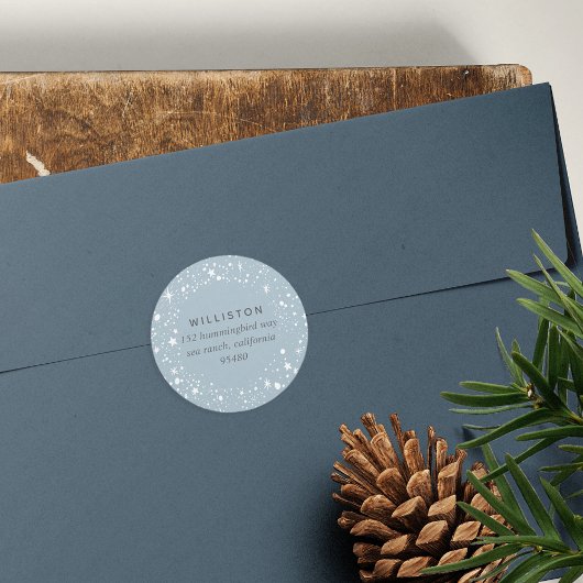 Sticker Rond Adresse de retour de vacances de la frontière étoi