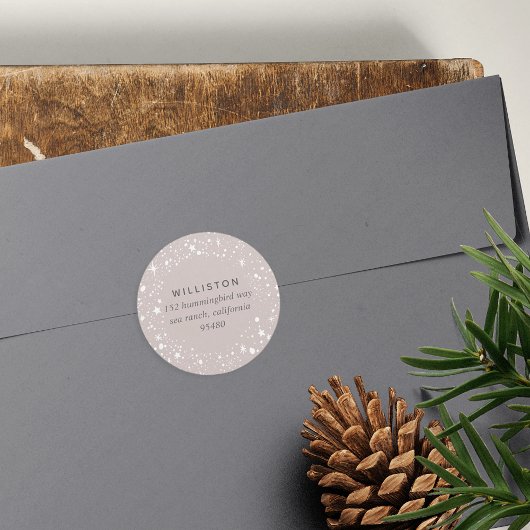 Sticker Rond Adresse de retour de vacances de la frontière étoi