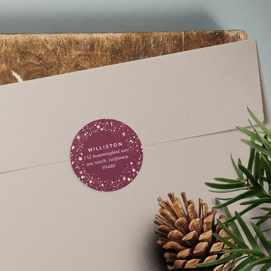 Sticker Rond Adresse de retour de vacances de la frontière étoi