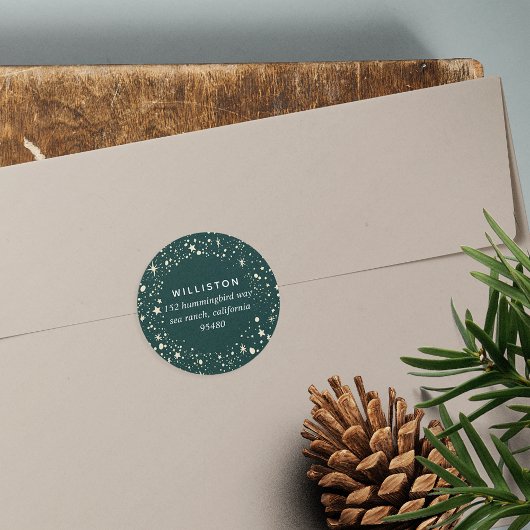 Sticker Rond Adresse de retour de vacances de la frontière étoi