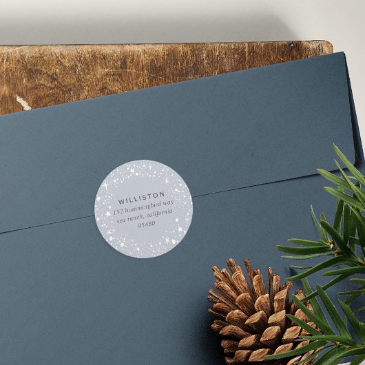 Sticker Rond Adresse de retour de vacances de la frontière étoi