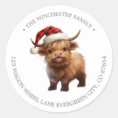 Sticker Rond Adresse de retour de vache de Highland (Devant)