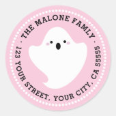 Sticker Rond Adresse de retour d'Halloween rose pâle (Devant)