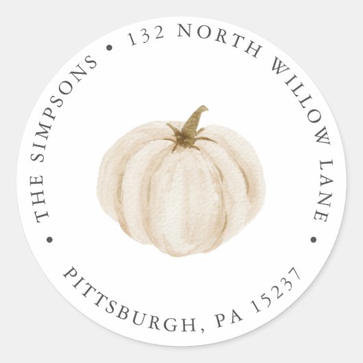 Sticker Rond Adresse de retour du Citrouille blanc (Devant)