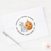 Sticker Rond Adresse de retour du Citrouille fantôme Halloween (Enveloppe)