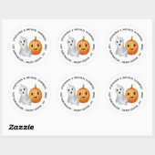 Sticker Rond Adresse de retour du Citrouille fantôme Halloween (Feuille)