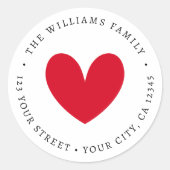 Sticker Rond Adresse de retour du coeur rouge mou (Devant)