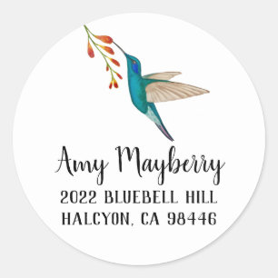 Sticker Rond Adresse de retour du colibri