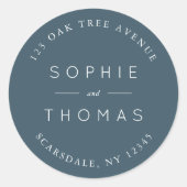 Sticker Rond Adresse de retour du Mariage d'ardoise bleue (Devant)