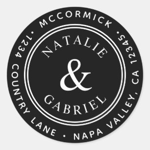 Sticker Rond Adresse de retour du Mariage de l'aire de répartit