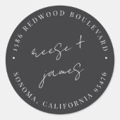 Sticker Rond Adresse de retour du Mariage de script minimal mod (Devant)