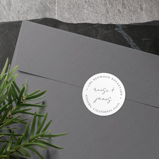 Sticker Rond Adresse de retour du Mariage de script minimal mod