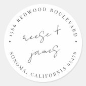 Sticker Rond Adresse de retour du Mariage de script minimal mod (Devant)