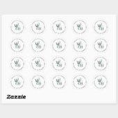 Sticker Rond Adresse de retour du Mariage du logo Monogram (Feuille)
