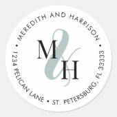 Sticker Rond Adresse de retour du Mariage du logo Monogram (Devant)