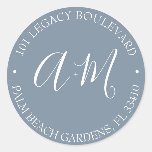 Sticker Rond Adresse de retour du Mariage Monogram (Devant)