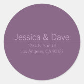 Sticker Rond Adresse de retour du Mariage pourpre classique sim (Devant)