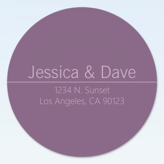 Sticker Rond Adresse de retour du Mariage pourpre classique sim