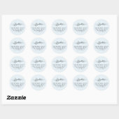 Sticker Rond Adresse de retour du script bleu clair simple (Feuille)