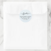 Sticker Rond Adresse de retour du script bleu clair simple (Sac)