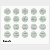 Sticker Rond Adresse de retour du script vert clair simple (Feuille)
