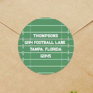 Sticker Rond Adresse de retour du terrain de football personnal