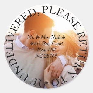Sticker Rond Adresse de retour en gras de photo personnalisée