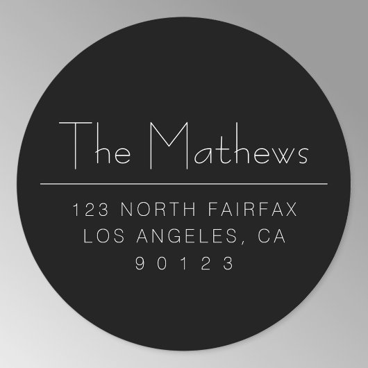 Sticker Rond Adresse de retour en noir et blanc ou autre texte