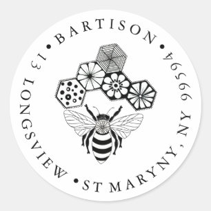 Sticker Rond adresse de retour Fabriqué avec amour nom de l'ent