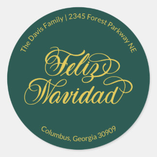 Sticker Rond Adresse de retour Feliz Navidad