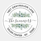 Sticker Rond Adresse de retour Feuilles de calligraphie manuscr (Devant)