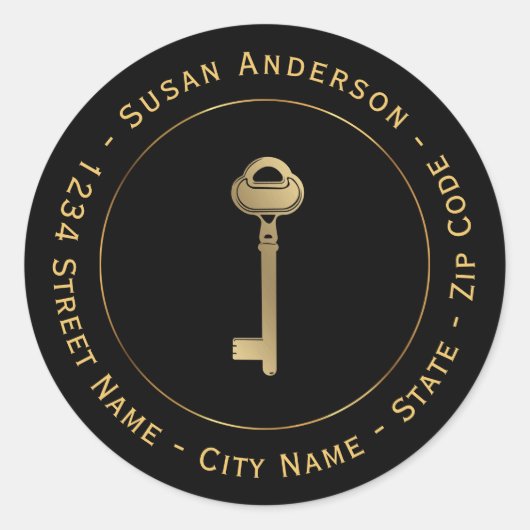 Sticker Rond Adresse de retour Gold Key Real (Devant)