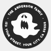 Sticker Rond Adresse de retour Halloween fantôme éffrayant (Devant)