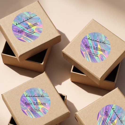 Sticker Rond Adresse de retour Holographique