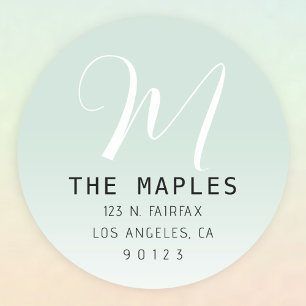 Sticker Rond Adresse de retour initiale du script moderne   Omb