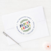 Sticker Rond Adresse de retour Joyeux et Joyeux jours fériés (Enveloppe)