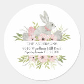 Sticker Rond Adresse de retour Lapin et Oeufs de Pâques (Devant)