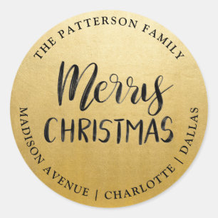 Sticker Rond Adresse de retour manuscrite du Joyeux Noël d'o