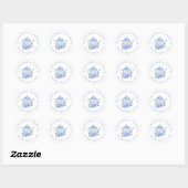 Sticker Rond Adresse de retour mignon Aquarelle Bleue Teapot (Feuille)