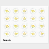 Sticker Rond Adresse de retour mignon Aquarelle Teapot jaune (Feuille)