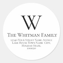 Adresse de retour minimaliste du monogramme famili