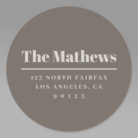 Sticker Rond Adresse de retour moderne en gras Beige foncé et c