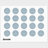 Sticker Rond Adresse de retour moderne et monogramme | Dusty Bl (Feuille)