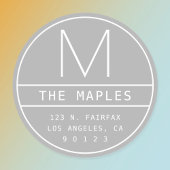 Sticker Rond Adresse de retour moderne et monogramme | gris cla