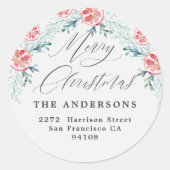 Sticker Rond Adresse de retour moderne Joyeux Noël (Devant)