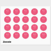 Sticker Rond Adresse de retour moderne XOXO Hot Pink (Feuille)