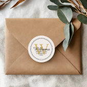Sticker Rond Adresse de retour Monogram Gold personnalisée