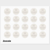 Sticker Rond Adresse de retour monogramme moderne clair brun br (Feuille)