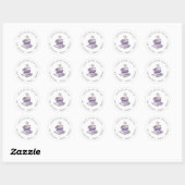 Sticker Rond adresse de retour monogramme violet ancre florale (Feuille)
