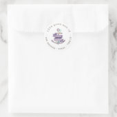 Sticker Rond adresse de retour monogramme violet ancre florale (Sac)